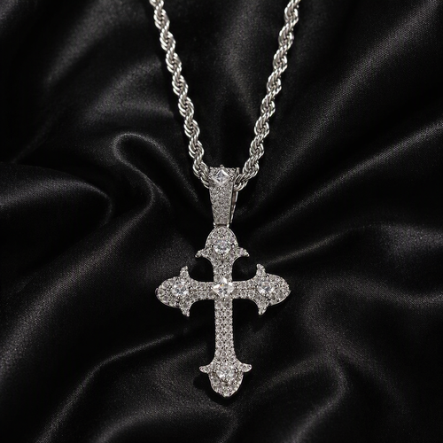 Luxury Iced-Out Cross Necklace - Hip Hop Sparkling Pendant for Urban Fashion