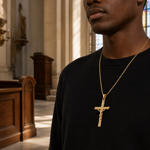 Crown of Faith Silver-Tone Crucifix Necklace