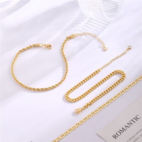 3 Piece Multi Layered Gold Leg Chain Set 18K Gold Plated Anti Tarnish Anklet Trio