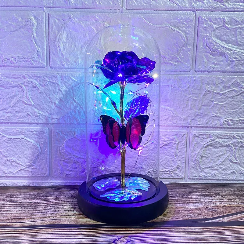 Eternal Blue Rose & Butterfly LED Glass Dome – Forever Gift for Her 🦋🌹