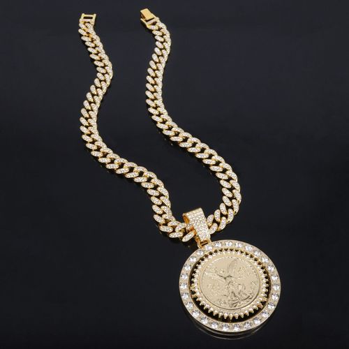 Divine Motion Iced Out Angel Rotating Pendant Guardian Spin Series