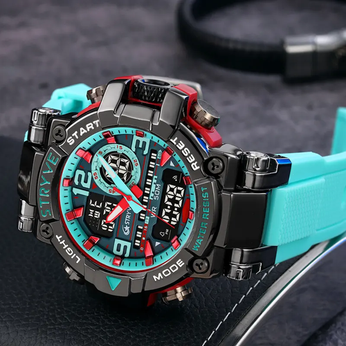 Digital-Analog Dual Movement Waterproof Watches Fashion Street Party Style Sports Watch
