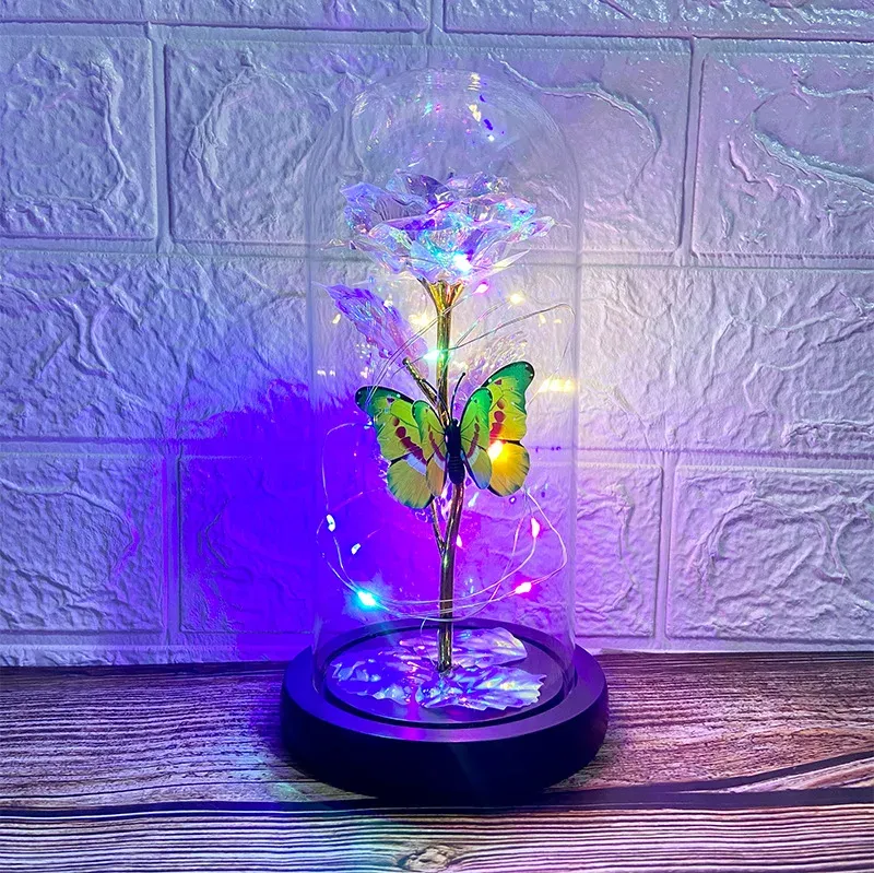 Eternal Blue Rose & Butterfly LED Glass Dome – Forever Gift for Her 🦋🌹