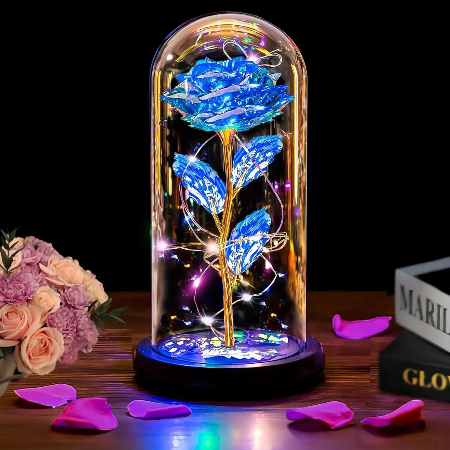 Enchanted Eternal Rose – Galaxy LED Glass Dome Gift 🌹✨
