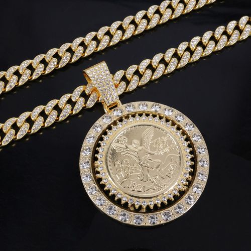 Divine Motion Iced Out Angel Rotating Pendant Guardian Spin Series