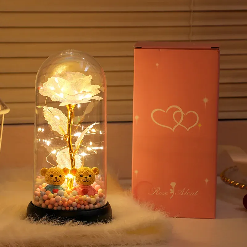 Eternal Galaxy Rose – LED Glass Dome Gift Set ✨💍