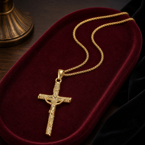 Crown of Faith Silver-Tone Crucifix Necklace