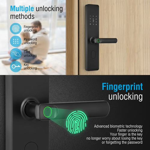 🔐 SmartEntry 5-in-1 Fingerprint Door Lock   5 Ways to Unlock  Battery Powered
