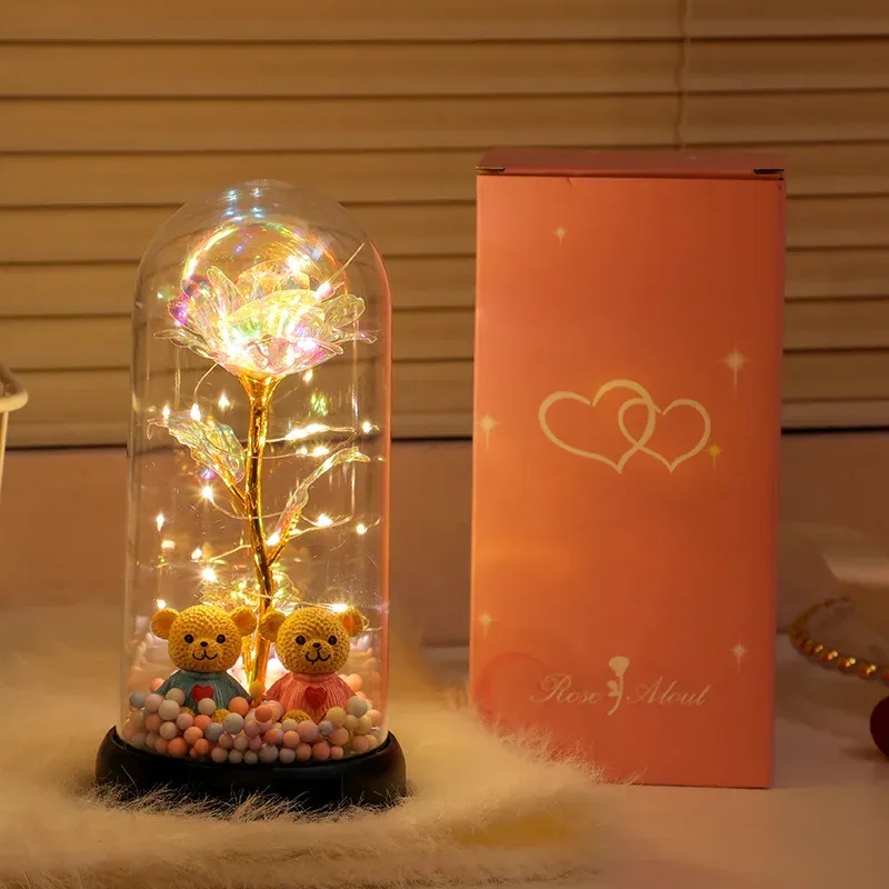 Eternal Galaxy Rose – LED Glass Dome Gift Set ✨💍