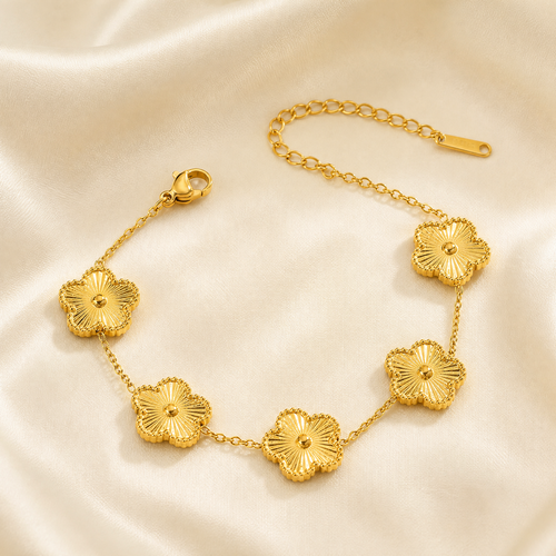 Radiant Bloom Floral Bracelet & Earrings Set — Gold or Silver
