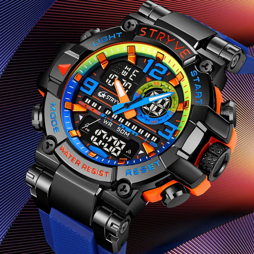 Digital-Analog Dual Movement Waterproof Watches Fashion Street Party Style Sports Watch
