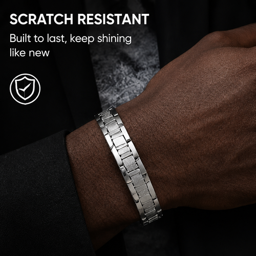 Bold Crocodile Embossed Magnetic Bracelet for Men – Waterproof Titanium & Stainless Steel Wide Cuff