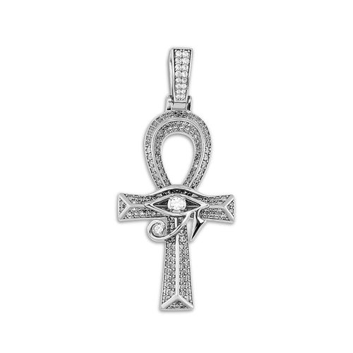The Pharaoh Divine Protection Iced Ankh and Eye of Horus Pendant