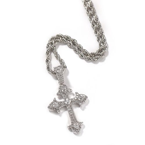 Luxury Iced-Out Cross Necklace - Hip Hop Sparkling Pendant for Urban Fashion