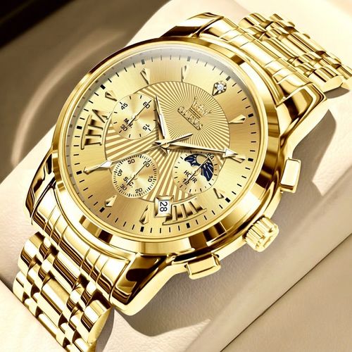 OLEVS 2892 Men's Stainless Steel Quartz Original Watch Smartwatches Waterproof Luminous Chronograph Moon Watch Fashion for Men