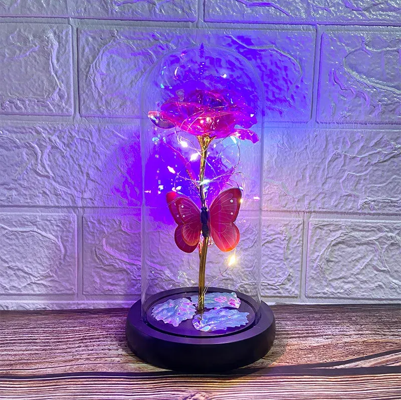 Eternal Blue Rose & Butterfly LED Glass Dome – Forever Gift for Her 🦋🌹