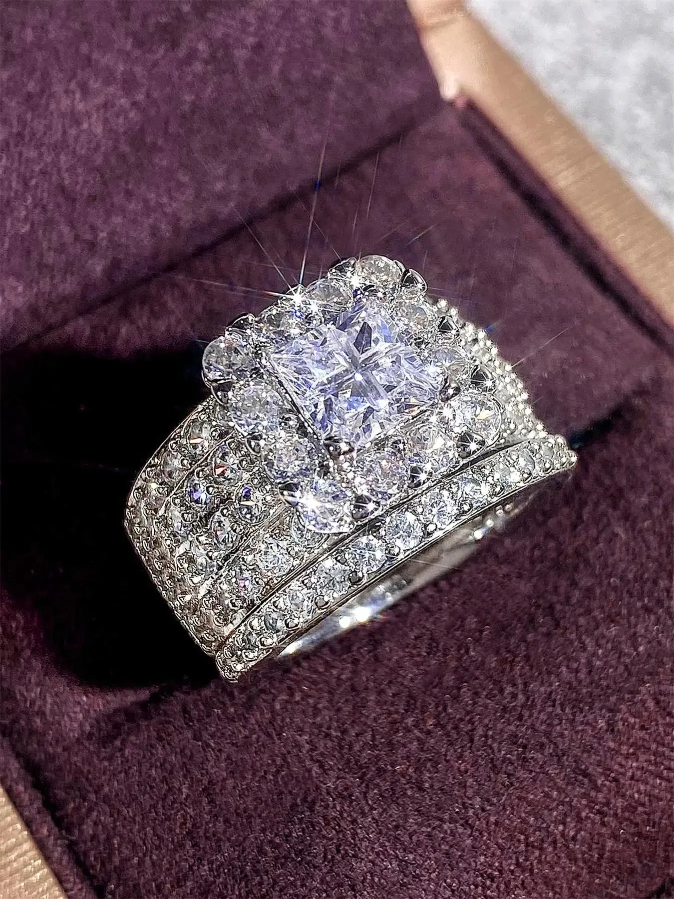 F940 Princess Cut Diamond Engagement Ring White Gold Women's Natural G Color Diamond