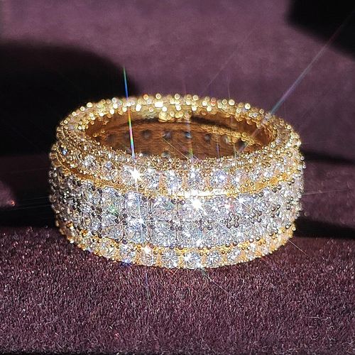 Iced Out Elegant 18K Gold Plated Full Diamond Rings