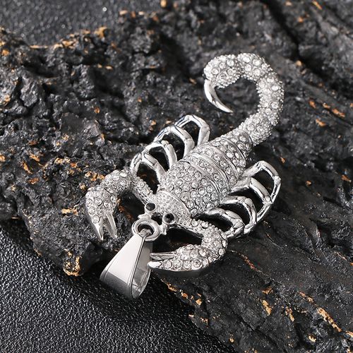 Iced Out Scorpion Pendant Necklace - 316L Stainless Steel  Never Fade - Waterproof  Hip Hop Jewelry