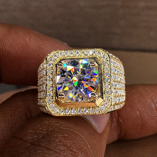 Accra Regent Iced Out Square Signet Ring 18K Gold Plated👑