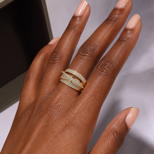 Luxury Gold Baguette Iced Out Ring - Adjustable Empire Fashion Band