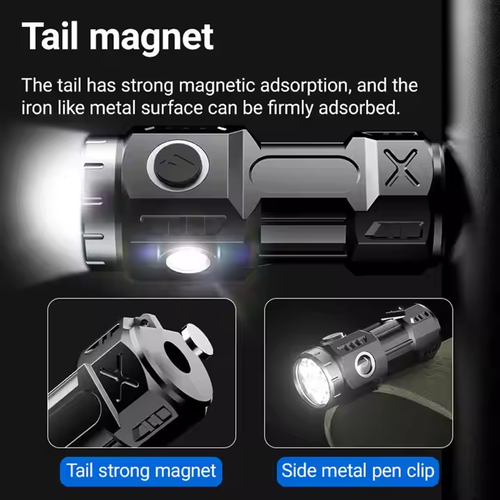 6x Led High Bright Mini Palm Small Flashlight USB Rechargeable Portable Magnet Torch Outdoor Hiking Camping Home Work Car Torch