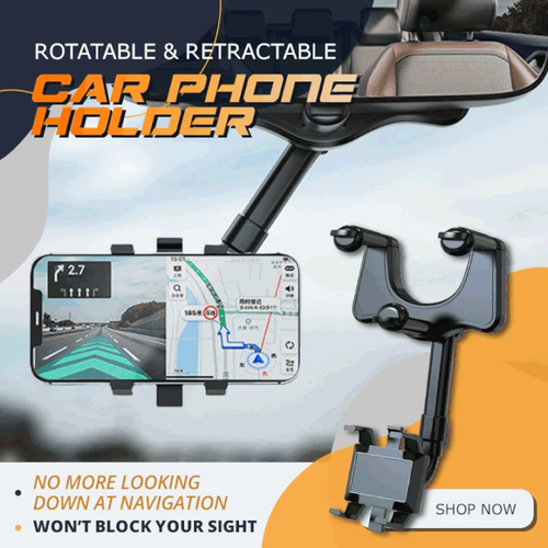 Rotatable and retractable car phone holder