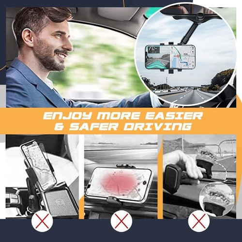 Rotatable and retractable car phone holder