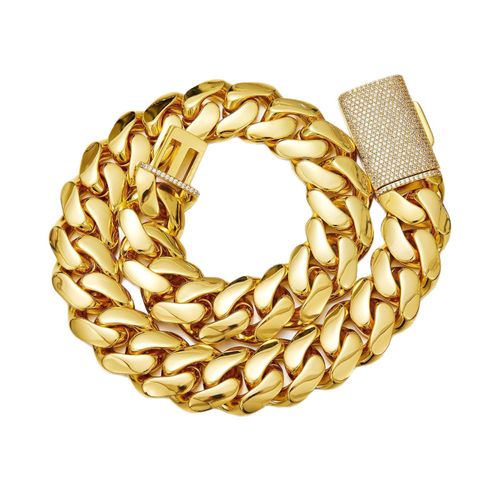 Best-Selling Hip Hop Trendy Cuban Link Chain for Men - Miami Style Titanium Steel Toggle Clasp Necklace