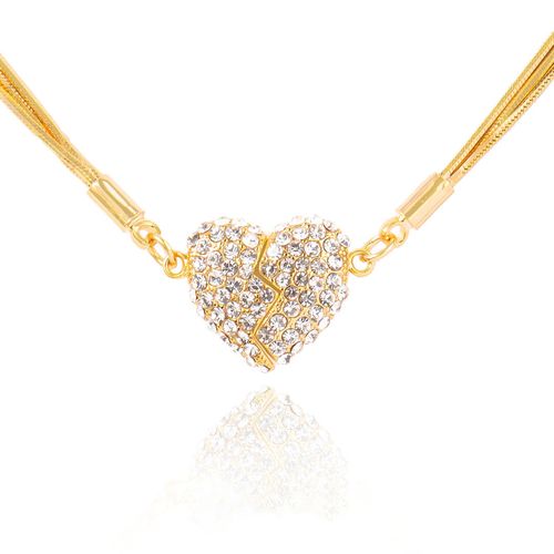New Magnetic Snake Chain Necklace with Sparkling Zircon Heart | Dainty Unique Design for Trendy Women