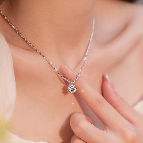Titanium Steel Moissanite Necklace - Sparkling Starry Design, Fade-Resistant & Elegant Minimal Luxury