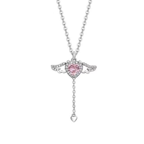 Heart of Love Zircon Necklace - Women's Romantic Angel Collarbone Chain, Light Luxury Heart Choker