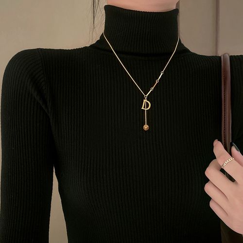 Minimalist Letter D Pendant Titanium Steel Necklace - Korean Minimalist Style, Versatile Clavicle Chain for Women, Tarnish Resistant