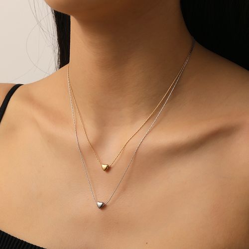 18K Gold Plated Titanium Steel Heart Pendant Necklace - Dainty Minimalist Collar Chain for Women | Trendy Light Luxury Versatile Jewelry