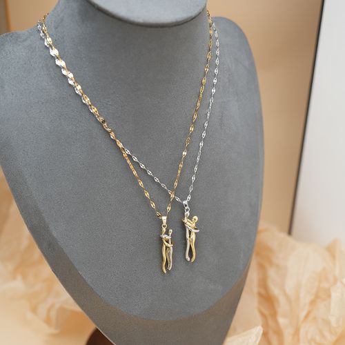 Couple Hug Copper Pendant Necklace