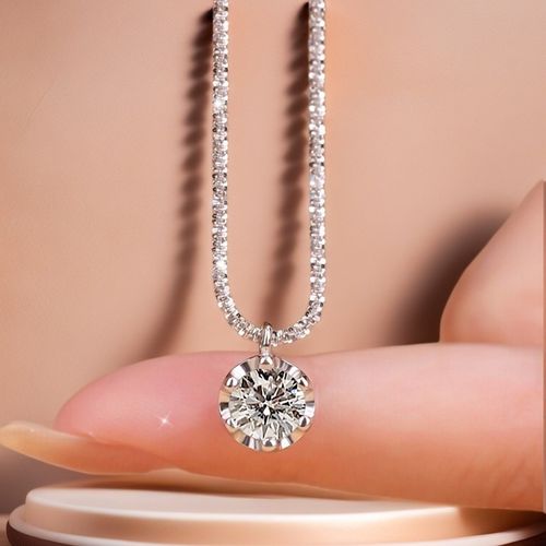 Titanium Steel Moissanite Necklace - Sparkling Starry Design, Fade-Resistant & Elegant Minimal Luxury