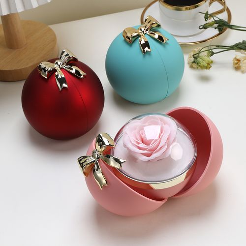 Magnetic Jewelry Box with Spherical Bowknot - Valentine's Day Proposal Ring Box