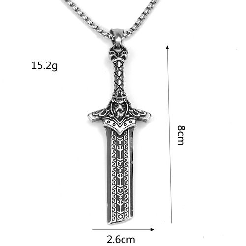 Vintage Hip Hop Double-Sided Broken Sword Pendant - Stainless Steel Men's Necklace