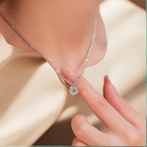 Titanium Steel Moissanite Necklace - Sparkling Starry Design, Fade-Resistant & Elegant Minimal Luxury