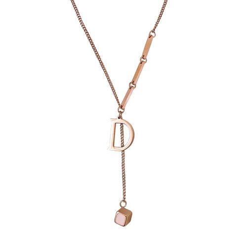 Minimalist Letter D Pendant Titanium Steel Necklace - Korean Minimalist Style, Versatile Clavicle Chain for Women, Tarnish Resistant