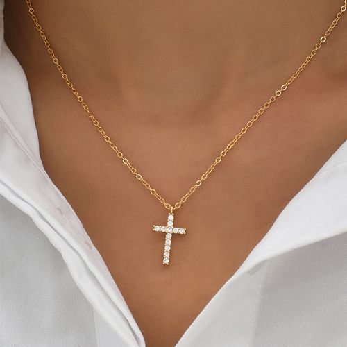 Minimalist Zircon Cross Pendant Necklace for Women | Dainty Ins Style Versatile Jewelry