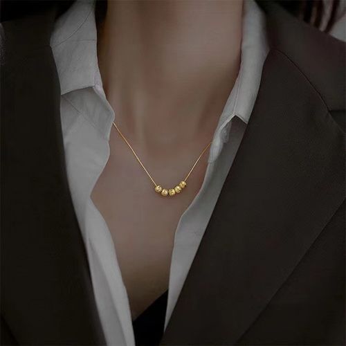 Elegant Dainty Bead Pendant Necklace for Women - Minimalist Luxe Design, Unique Collarbone Chain