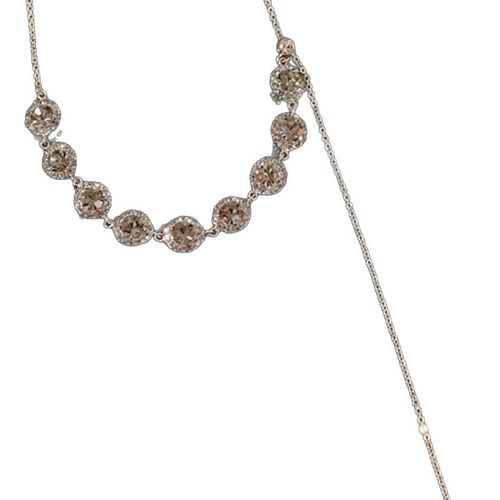 Vintage Round Adjustable Collarbone Chain for Women - Sparkling Crystal Zircon Pull Pendant Necklace