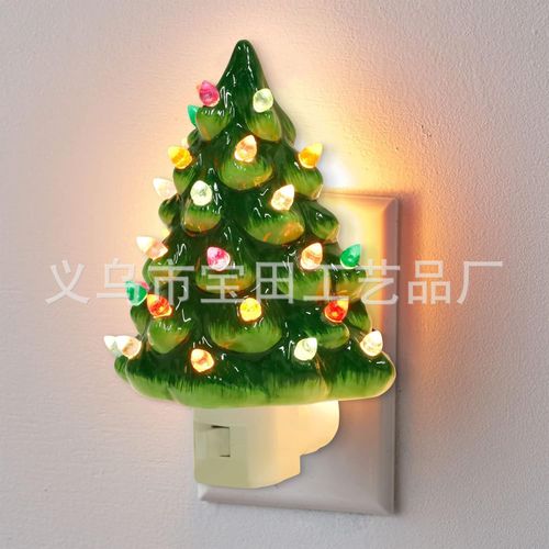 UL Certified US Plug Resin Christmas Tree Wall Lamp - Night Light for Bedroom Living Room Study | Festive Holiday Decoration