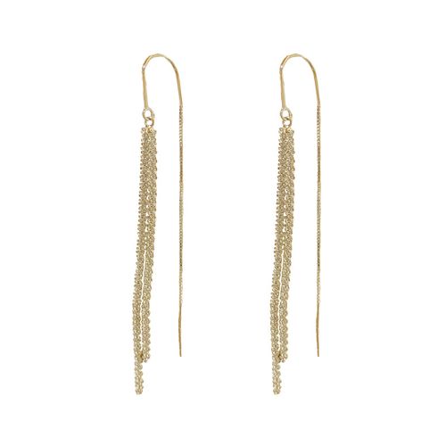 New Arrival Elegant Metallic Tassel Earrings - Long Dangle Design for Slimmer Face Look