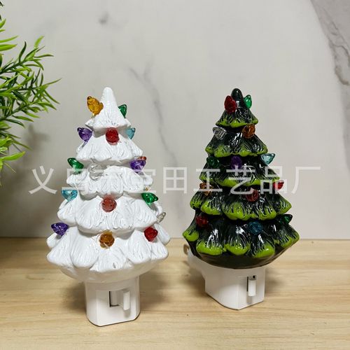 UL Certified US Plug Resin Christmas Tree Wall Lamp - Night Light for Bedroom Living Room Study | Festive Holiday Decoration