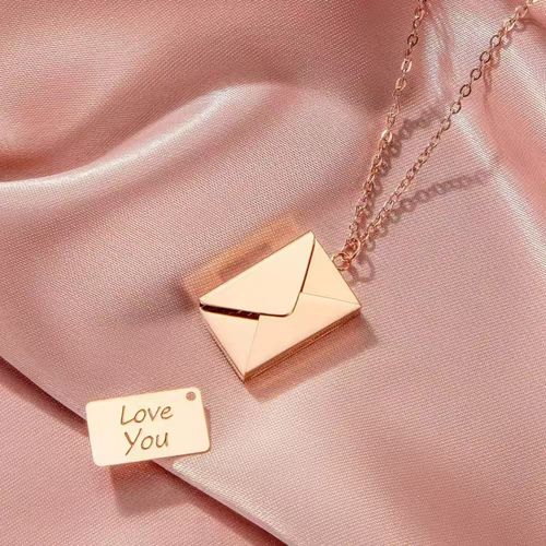 Trendy Gold Titanium Steel Envelope Pendant Necklace - INS Style Collarbone Chain with  Love Charm, Couples Birthday Gift
