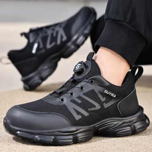 Safety Shoes Rotating Button Labor Insurance Shoes Lightweight Safety Shoes No Shoelaces Men's and Women's Work Shoes