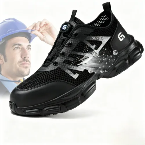 Safety Shoes Rotating Button Labor Insurance Shoes Lightweight Safety Shoes No Shoelaces Men's and Women's Work Shoes