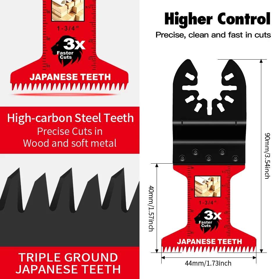 Japanese Teeth Oscillating Saw Blades Universal Quick Release Oscillating Multitool Blades Clean Cut for Wood Plastic PVC